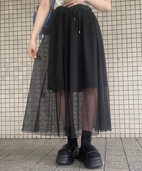 ローズメッシュレイヤードスカート
