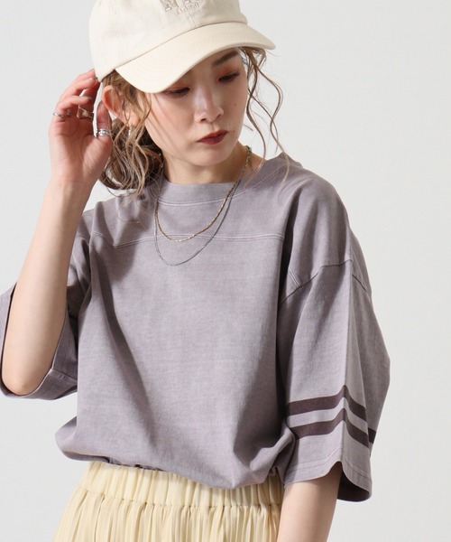 KRIFF MAYER（クリフメイヤー）の「Pigmented football T-shirt / ピグメント加工フットボールTシャツ unisex（Tシャツ/カットソー・メンズ・オフホワイト/ライトグリーン/チャコール/オレンジ/ラベンダー・M/L/XL）」の4枚目の写真