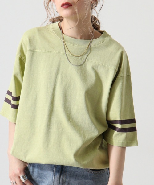 KRIFF MAYER（クリフメイヤー）の「Pigmented football T-shirt / ピグメント加工フットボールTシャツ unisex（Tシャツ/カットソー・メンズ・オフホワイト/ライトグリーン/チャコール/オレンジ/ラベンダー・M/L/XL）」の3枚目の写真