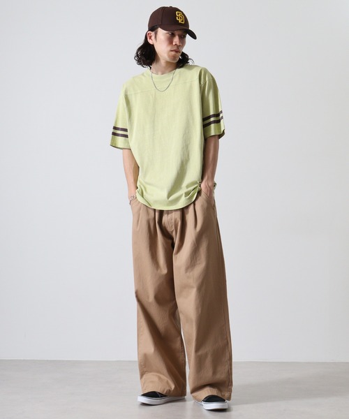 KRIFF MAYER（クリフメイヤー）の「Pigmented football T-shirt / ピグメント加工フットボールTシャツ unisex（Tシャツ/カットソー・メンズ・オフホワイト/ライトグリーン/チャコール/オレンジ/ラベンダー・M/L/XL）」の7枚目の写真