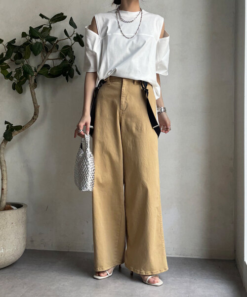 DouDou（ドゥドゥ）の「袖スリット5分袖TEE（Tシャツ/カットソー・レディース・ブラック/ネイビー/オフホワイト・FREE）」の6枚目の写真