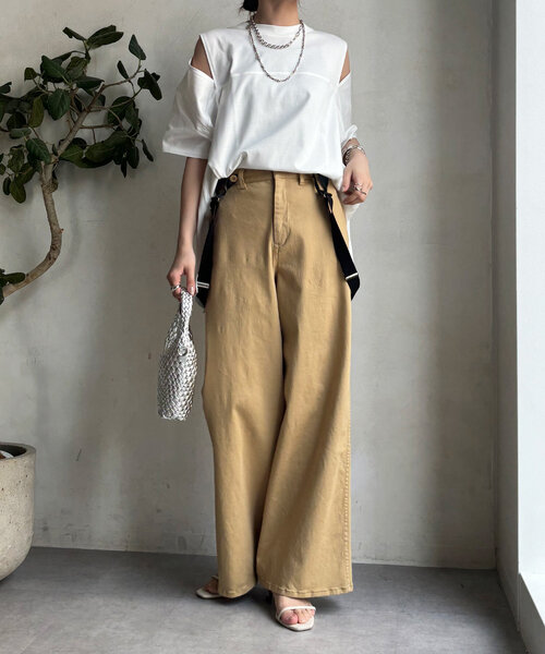 DouDou（ドゥドゥ）の「袖スリット5分袖TEE（Tシャツ/カットソー・レディース・ブラック/ネイビー/オフホワイト・FREE）」の7枚目の写真