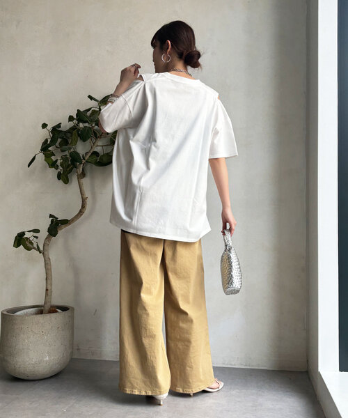 DouDou（ドゥドゥ）の「袖スリット5分袖TEE（Tシャツ/カットソー・レディース・ブラック/ネイビー/オフホワイト・FREE）」の8枚目の写真