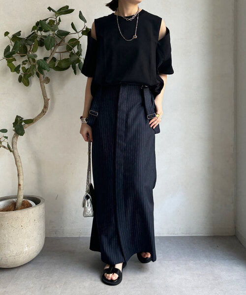 DouDou（ドゥドゥ）の「袖スリット5分袖TEE（Tシャツ/カットソー・レディース・ブラック/ネイビー/オフホワイト・FREE）」の13枚目の写真