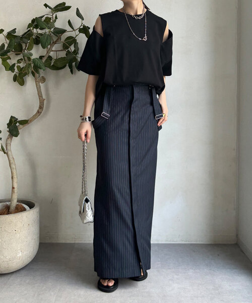 DouDou（ドゥドゥ）の「袖スリット5分袖TEE（Tシャツ/カットソー・レディース・ブラック/ネイビー/オフホワイト・FREE）」の14枚目の写真