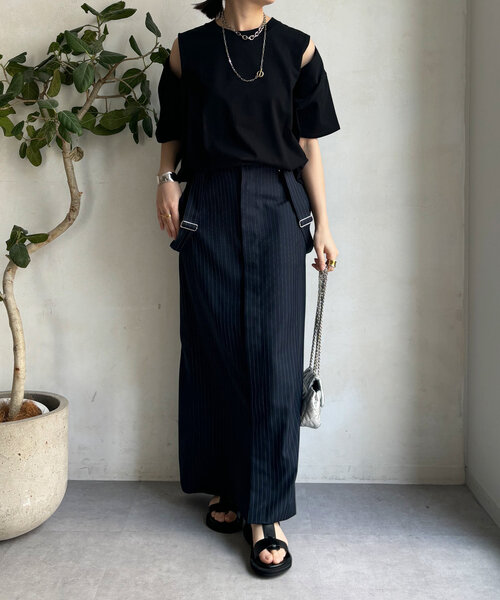 DouDou（ドゥドゥ）の「袖スリット5分袖TEE（Tシャツ/カットソー・レディース・ブラック/ネイビー/オフホワイト・FREE）」の16枚目の写真