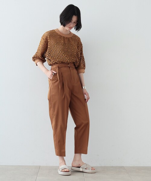 GALLEST（ギャレスト）の「◆バレルクリースパンツ（その他パンツ・レディース・ダークブラウン/ホワイト/ライトベージュ・36/38/40）」の12枚目の写真