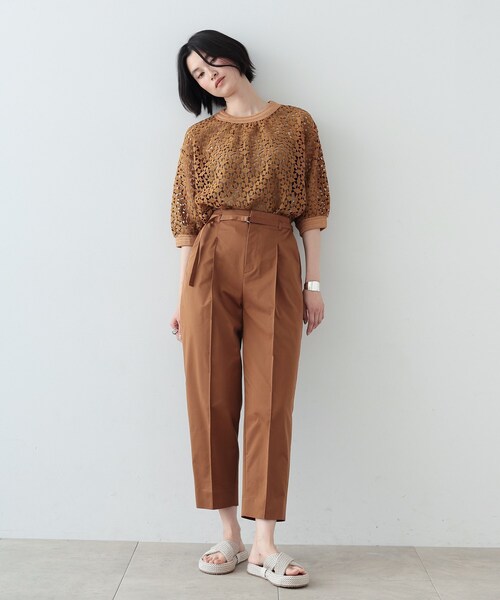 GALLEST（ギャレスト）の「◆バレルクリースパンツ（その他パンツ・レディース・ダークブラウン/ホワイト/ライトベージュ・36/38/40）」の6枚目の写真