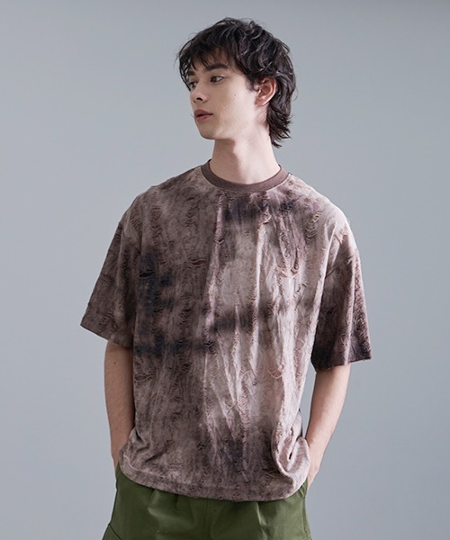Revo.(レボ)の「Revo. グランジ ムラ染め SS Tee(Tシャツ/カットソー・メンズ・マルチ/ブラウン・2/1)」の3枚目の写真