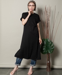 MHBG TOKYO（エムエイチビージートーキョー）の「脇タック ラインストーンジャージワンピース（ワンピース）」