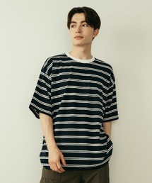 Be.Nection（ビネクション）の「OVER SIZE MULTI BORDER T-SH / ビッグシルエットマルチボーダーTシャツ（Tシャツ/カットソー）」
