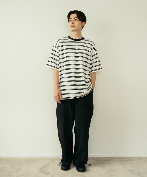 Be.Nection(ビネクション)の「OVER SIZE MULTI BORDER T-SH / ビッグシルエットマルチボーダーTシャツ(Tシャツ/カットソー・メンズ・ネイビー×ホワイト/ホワイト×ネイビー・MEDIUM/LARGE)」の3枚目の写真