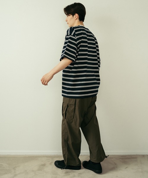 Be.Nection(ビネクション)の「OVER SIZE MULTI BORDER T-SH / ビッグシルエットマルチボーダーTシャツ(Tシャツ/カットソー・メンズ・ネイビー×ホワイト/ホワイト×ネイビー・MEDIUM/LARGE)」の11枚目の写真