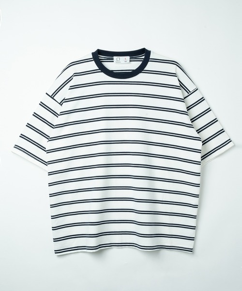 Be.Nection(ビネクション)の「OVER SIZE MULTI BORDER T-SH / ビッグシルエットマルチボーダーTシャツ(Tシャツ/カットソー・メンズ・ネイビー×ホワイト/ホワイト×ネイビー・MEDIUM/LARGE)」の12枚目の写真
