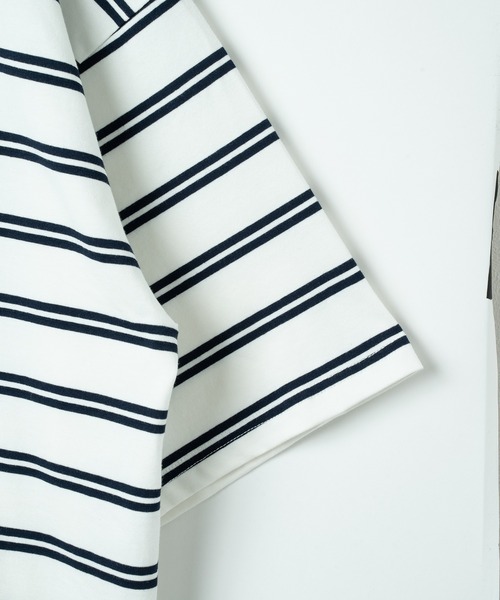 Be.Nection(ビネクション)の「OVER SIZE MULTI BORDER T-SH / ビッグシルエットマルチボーダーTシャツ(Tシャツ/カットソー・メンズ・ネイビー×ホワイト/ホワイト×ネイビー・MEDIUM/LARGE)」の15枚目の写真