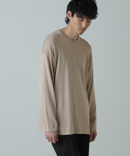 NANO universe(ナノユニバース)の「AB.シルクプレーティングリラックスニットTシャツ(ニット/セーター・メンズ・ブラック/ベージュ・L/M)」の10枚目の写真