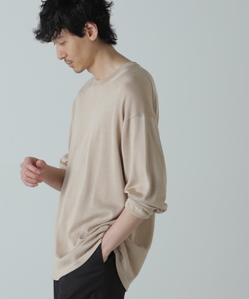 NANO universe(ナノユニバース)の「AB.シルクプレーティングリラックスニットTシャツ(ニット/セーター・メンズ・ブラック/ベージュ・L/M)」の12枚目の写真