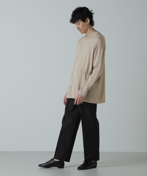 NANO universe(ナノユニバース)の「AB.シルクプレーティングリラックスニットTシャツ(ニット/セーター・メンズ・ブラック/ベージュ・L/M)」の15枚目の写真
