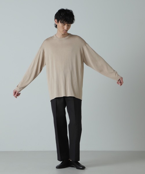 NANO universe(ナノユニバース)の「AB.シルクプレーティングリラックスニットTシャツ(ニット/セーター・メンズ・ブラック/ベージュ・L/M)」の16枚目の写真