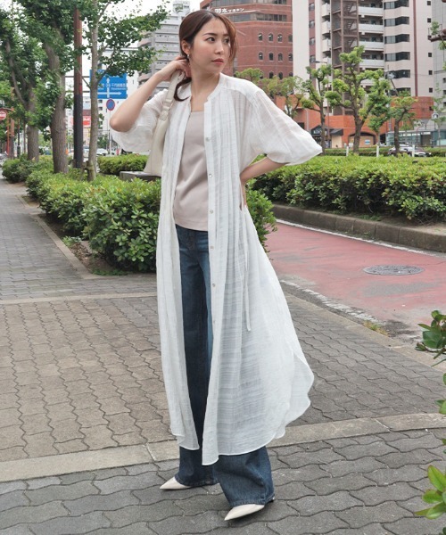 AMBIENT(アンビエント)の「マキシシャツワンピース(シャツワンピース・レディース・ホワイト/ライム・S/M)」の12枚目の写真