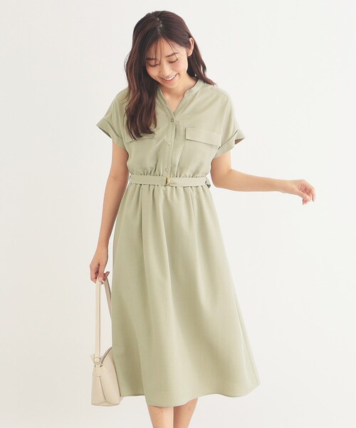index(インデックス)の「◆《6color/S-LLsize》ダブルポケットシャツワンピース【吸水速乾/防シワ/抗ピル/洗濯機洗い可】(ワンピース・レディース・ナチュラル/ブルー系7/ブラウン系その他/カーキ/サックスブルー系7/ネイビー・38/36/42/40)」の4枚目の写真