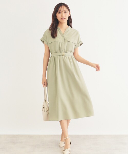 index(インデックス)の「◆《6color/S-LLsize》ダブルポケットシャツワンピース【吸水速乾/防シワ/抗ピル/洗濯機洗い可】(ワンピース・レディース・ナチュラル/ブルー系7/ブラウン系その他/カーキ/サックスブルー系7/ネイビー・38/36/42/40)」の22枚目の写真