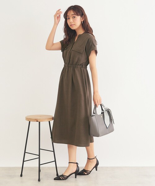 index(インデックス)の「◆《6color/S-LLsize》ダブルポケットシャツワンピース【吸水速乾/防シワ/抗ピル/洗濯機洗い可】(ワンピース・レディース・ナチュラル/ブルー系7/ブラウン系その他/カーキ/サックスブルー系7/ネイビー・38/36/42/40)」の17枚目の写真