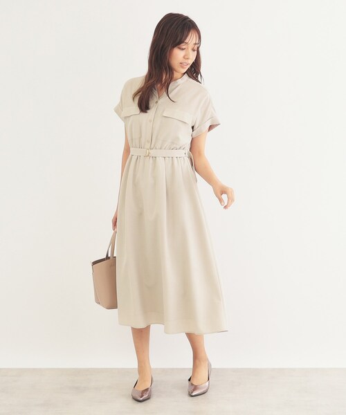 index(インデックス)の「◆《6color/S-LLsize》ダブルポケットシャツワンピース【吸水速乾/防シワ/抗ピル/洗濯機洗い可】(ワンピース・レディース・ナチュラル/ブルー系7/ブラウン系その他/カーキ/サックスブルー系7/ネイビー・38/36/42/40)」の14枚目の写真