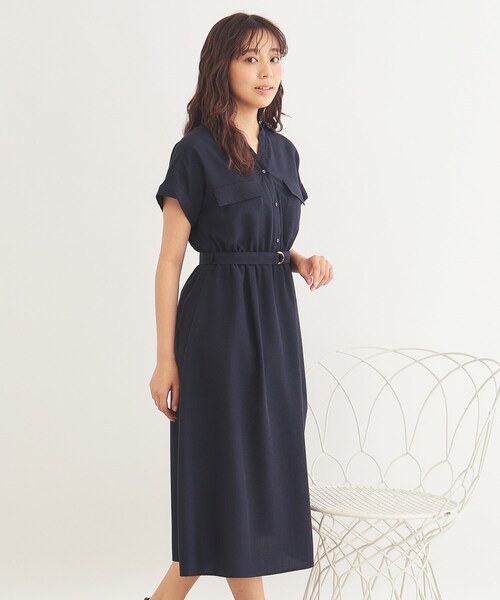 index(インデックス)の「◆《6color/S-LLsize》ダブルポケットシャツワンピース【吸水速乾/防シワ/抗ピル/洗濯機洗い可】(ワンピース・レディース・ナチュラル/ブルー系7/ブラウン系その他/カーキ/サックスブルー系7/ネイビー・38/36/42/40)」の12枚目の写真