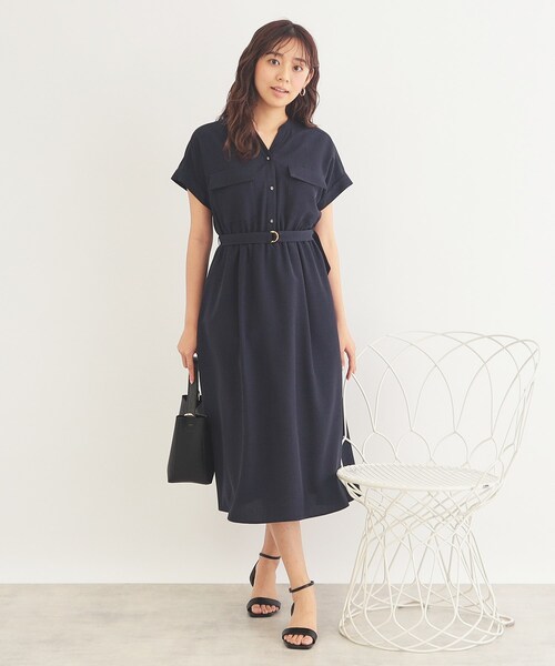 セール】《6color/S-LLsize》ダブルポケットシャツワンピース【吸水速