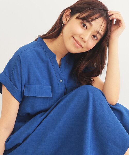 index(インデックス)の「◆《6color/S-LLsize》ダブルポケットシャツワンピース【吸水速乾/防シワ/抗ピル/洗濯機洗い可】(ワンピース・レディース・ナチュラル/ブルー系7/ブラウン系その他/カーキ/サックスブルー系7/ネイビー・38/36/42/40)」の8枚目の写真