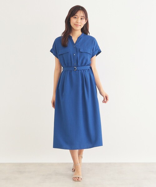 ダブルポケット 半袖 シャツワンピース ロングスカート M031820 6color/S-LLsize》ダブルポケットシャツワンピース【吸水速乾/防