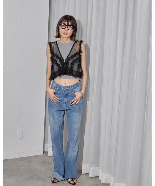 leimn（レイムン）の「シアーフリルベスト（ベスト・レディース・チャコールグレー/ブラック/サックスブルー・FREE）」の6枚目の写真