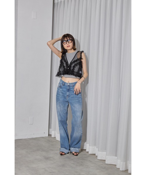 leimn（レイムン）の「シアーフリルベスト（ベスト・レディース・チャコールグレー/ブラック/サックスブルー・FREE）」の8枚目の写真