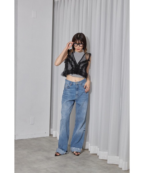 leimn（レイムン）の「シアーフリルベスト（ベスト・レディース・チャコールグレー/ブラック/サックスブルー・FREE）」の9枚目の写真