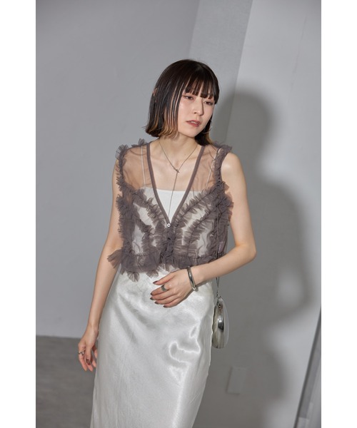 leimn（レイムン）の「シアーフリルベスト（ベスト・レディース・チャコールグレー/ブラック/サックスブルー・FREE）」の12枚目の写真
