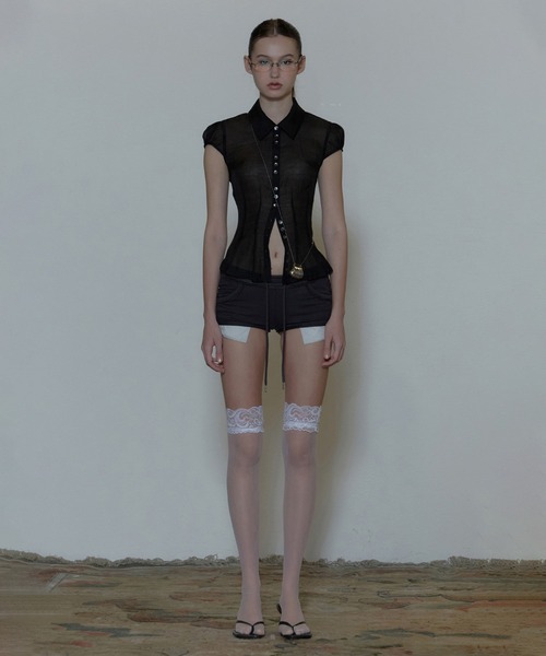 SCULPTOR（スカルプター）の「Sheer Pleated Hem Blouse/シアー 