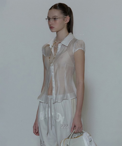SCULPTOR（スカルプター）の「Sheer Pleated Hem Blouse/シアー