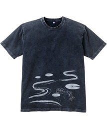 CLALAFOR / 倉敷染(デニム調)半袖Tシャツ/水面(みなも) プリント入【5S30213】