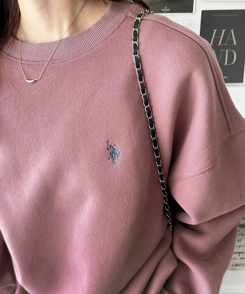 U.S. POLO ASSN.（ユーエスポロアッスン）の「【新色追加】GeeRA別注【U.S. POLO ASSN.】ワンポイント刺繍オーバーサイズ表ピーチスウェット（スウェット・レディース・オートミール/ネイビー/ピンク/杢グレー/チャコール/ライトピンク・MEDIUM/LARGE/X-LARGE）」の15枚目の写真