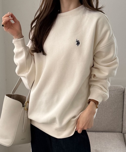 U.S. POLO ASSN.（ユーエスポロアッスン）の「【新色追加】GeeRA別注【U.S. POLO ASSN.】ワンポイント刺繍オーバーサイズ表ピーチスウェット（スウェット・レディース・オートミール/ネイビー/ピンク/杢グレー/チャコール/ライトピンク/アイボリー/ブラウン/ブラック・MEDIUM/LARGE/X-LARGE/SMALL）」の11枚目の写真