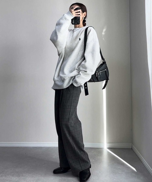 U.S. POLO ASSN.（ユーエスポロアッスン）の「【新色追加】GeeRA別注【U.S. POLO ASSN.】ワンポイント刺繍オーバーサイズ表ピーチスウェット（スウェット・レディース・オートミール/ネイビー/ピンク/杢グレー/チャコール/ライトピンク・MEDIUM/LARGE/X-LARGE）」の20枚目の写真