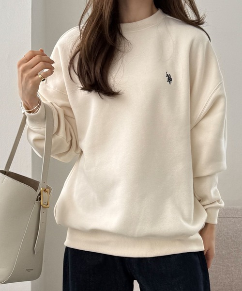 U.S. POLO ASSN.（ユーエスポロアッスン）の「【新色追加】GeeRA別注【U.S. POLO ASSN.】ワンポイント刺繍オーバーサイズ表ピーチスウェット（スウェット・レディース・オートミール/ネイビー/ピンク/杢グレー/チャコール/ライトピンク/アイボリー/ブラウン/ブラック・MEDIUM/LARGE/X-LARGE/SMALL）」の10枚目の写真