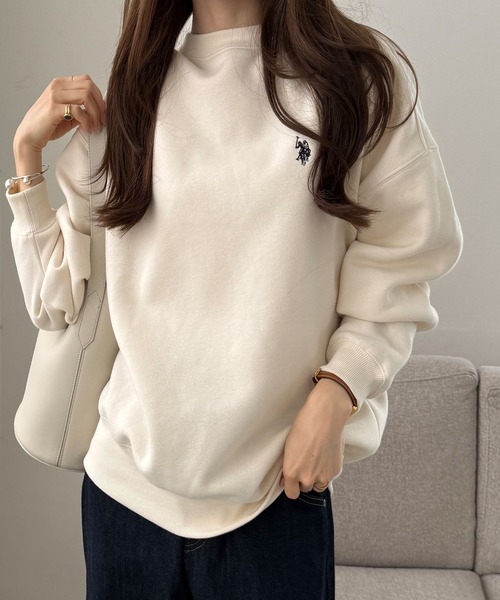 U.S. POLO ASSN.（ユーエスポロアッスン）の「【新色追加】GeeRA別注【U.S. POLO ASSN.】ワンポイント刺繍オーバーサイズ表ピーチスウェット（スウェット・レディース・オートミール/ネイビー/ピンク/杢グレー/チャコール/ライトピンク/アイボリー/ブラウン/ブラック・MEDIUM/LARGE/X-LARGE/SMALL）」の12枚目の写真