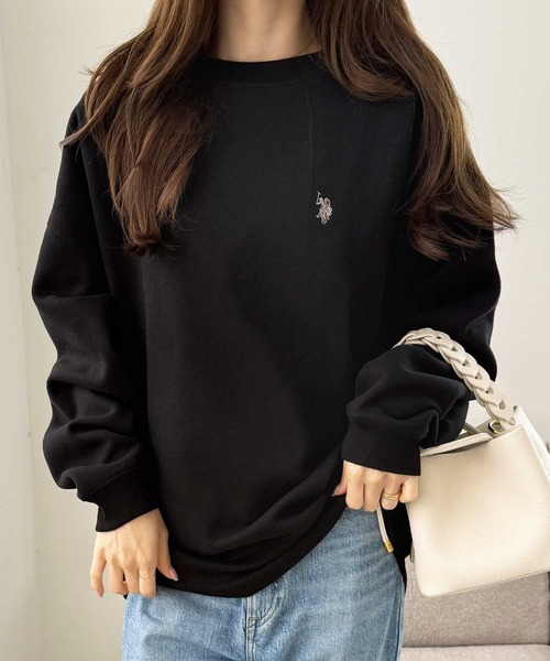 U.S. POLO ASSN.（ユーエスポロアッスン）の「【新色追加】GeeRA別注【U.S. POLO ASSN.】ワンポイント刺繍オーバーサイズ表ピーチスウェット（スウェット・レディース・オートミール/ネイビー/ピンク/杢グレー/チャコール/ライトピンク/アイボリー/ブラウン/ブラック・MEDIUM/LARGE/X-LARGE/SMALL）」の18枚目の写真