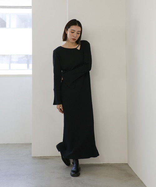 セール】デザインネックリブワンピース（ワンピース）｜select MOCA