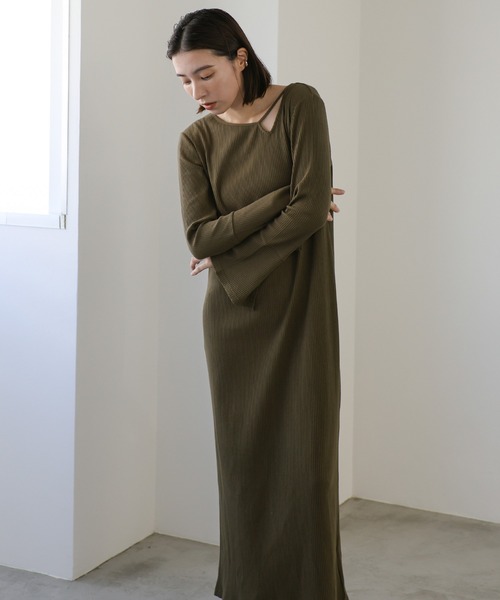 セール】デザインネックリブワンピース（ワンピース）｜select MOCA