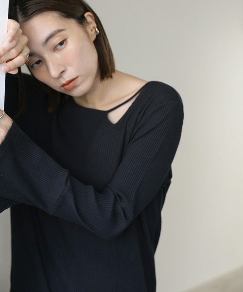 select MOCA（セレクトモカ）の「デザインネックリブワンピース（ワンピース・レディース・ブラウン/ブラック・LARGE/MEDIUM）」の13枚目の写真