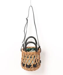 【美品】ペルケ　アラログ×キャンバス　かごバッグ 美品】ペルケ アラログ×キャンバス かごバッグ 籐 - メルカリ