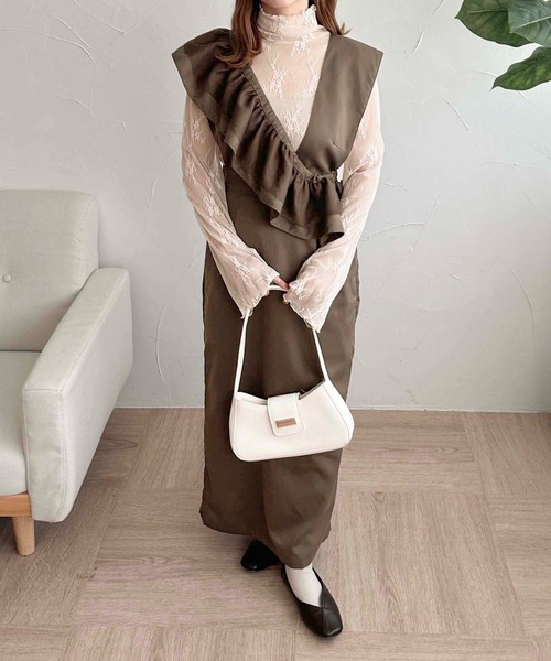 apres jour clair（アプレジュールクレア）の「【apres jour clair】フリル付きナロージャンスカ【ZOZOTOWN限定アイテム】（ワンピース・レディース・ボルドー/ブラック/ブラウン系その他・X-LARGE/フリー）」の2枚目の写真